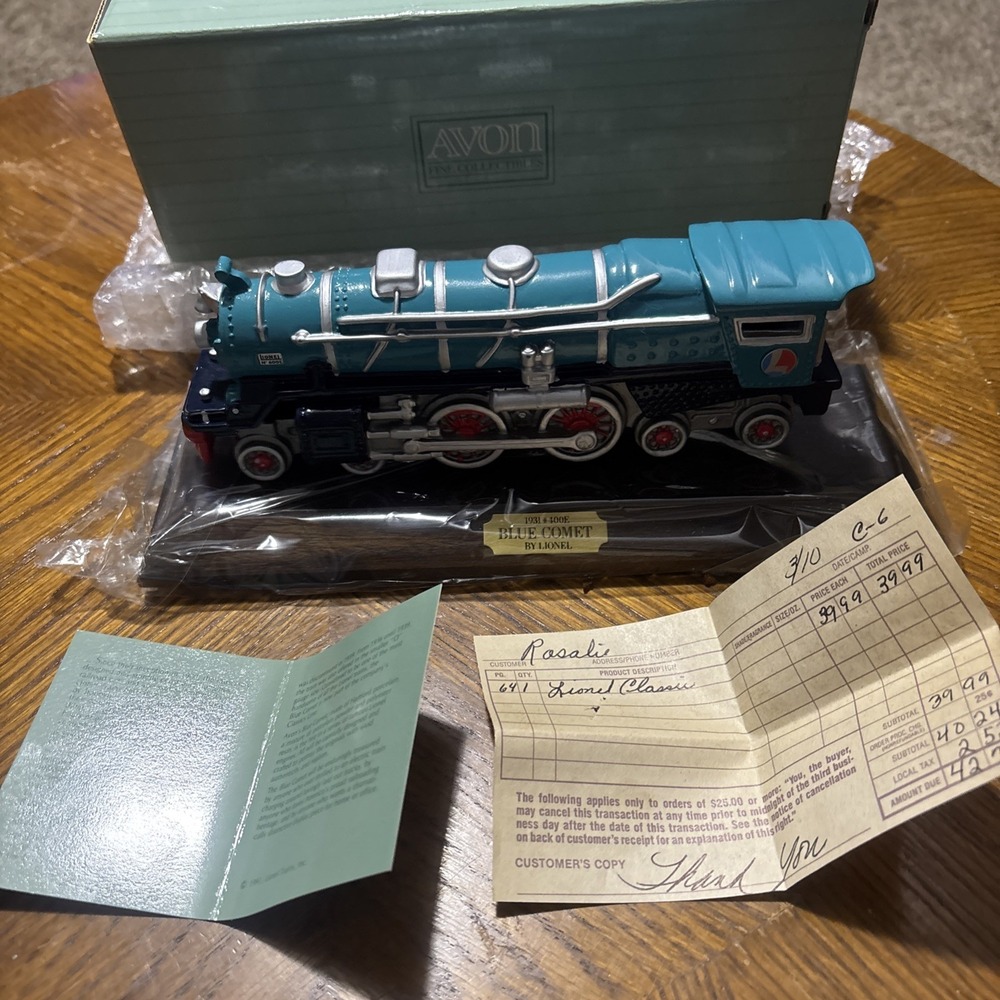 Vintage Avon New In Box Lionel 1931 Blue Comet Locomotive 400E Train Engine 1991